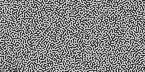 Organic seamless patterns with rounded lines Diffusion reaction background. Monochrome background of natural organic forms motion. Overlay template abstract Turing organic wallpaper background.