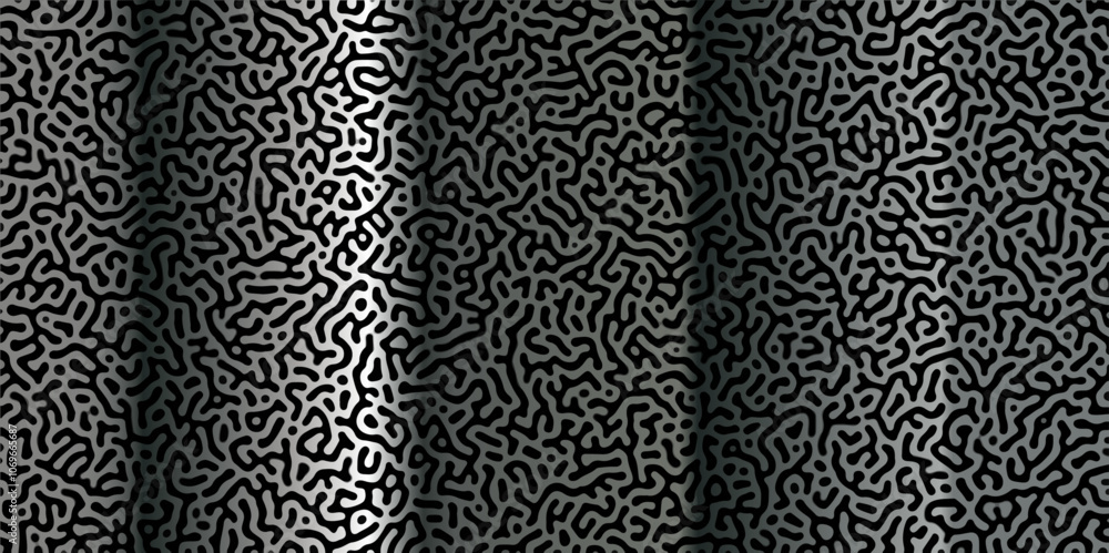 Poster abstract reaction-diffusion turing pattern natural texture silber gradient color scheme. linear desi