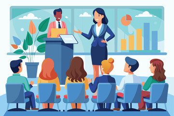 Diverse Team Listening to Presentation During Business Meeting