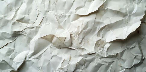 Obraz premium Crumpled white paper with texture and shadows.
