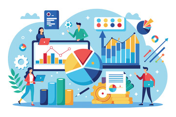 Business Professionals Analyzing Data Charts and Graphs