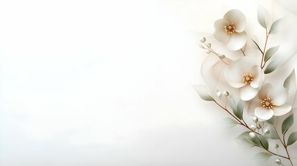 Boho style background with neutral pastel color style and natural floral elements