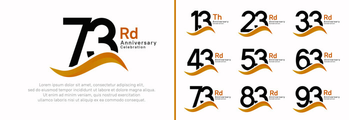 anniversary logotype set. vector design black color number can be use for special moment