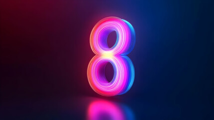 Naklejka premium 3D Neon Number Eight Illustration