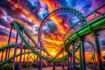 a roller coaster is shown with the sky in the background