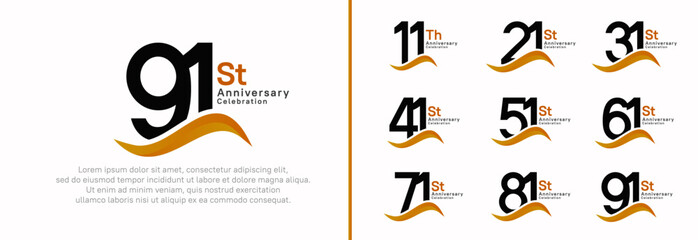 anniversary logotype set. vector design black color number can be use for special moment