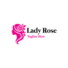 lady with a rose on her head logo design symbolizing beauty, elegance, and femininity. The design blends nature and grace