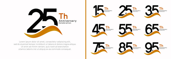 anniversary logotype set. vector design black color number can be use for special moment