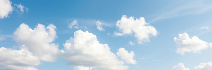 Obraz premium Beautiful closeup of fluffy white clouds in a bright blue sky, blue sky, serene