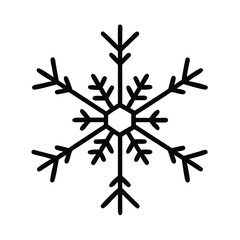 Outline Icon of Snowflake Symbol, Minimalist outline icon of a snowflake, representing winter, cold weather, ice, and seasonal holidays.
