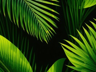 Green palm leaf pattern texture abstract background for tropical summer and nature environment concept, tropical, environment