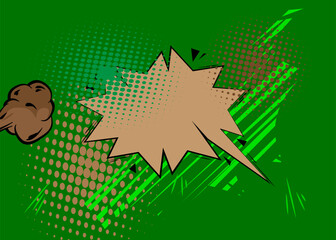 Cartoon green and brown background, comic book backdrop. Retro vector comics pop art design.