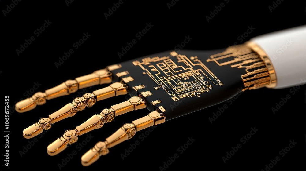 Poster robotic hand with circuitry advanced technology and automation
