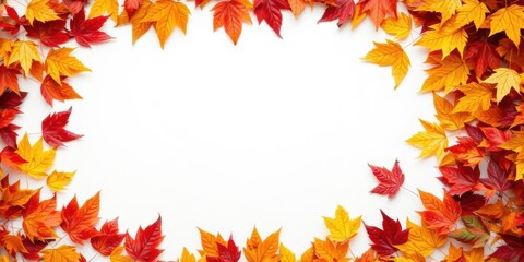 Vivid display of colorful autumn leaves arranged neatly on white background, fall, leaves