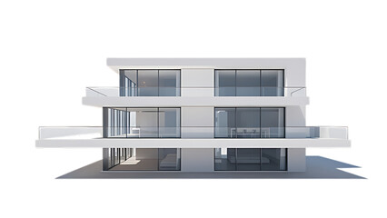 stunning luxury home in Mexico with two stories on isolated white background