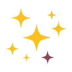 Obraz premium Yellow and Maroon Sparkles Cluster Design, Simple illustration of yellow and maroon sparkles, symbolizing shine, joy, and a minimalist decorative effect. 