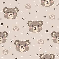 Cute Little Bear Vector Pattern Fashion Design.