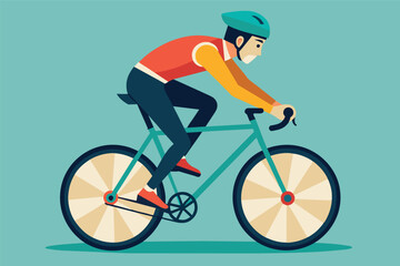 Fototapeta premium Man Riding a Bicycle in a Blue Background