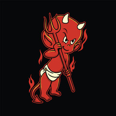Baby Devil, Devil Cartoon Vector Illustration
