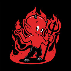 Smile Baby Devil, Devil Cartoon Vector Illustration