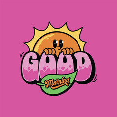Sun Good Morning, Good Morning Character Cartoon Vector Illustration
