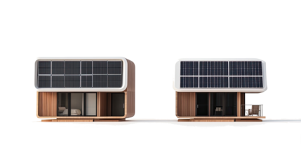 Modern Houses With Solar Panels on a Transparent Background Generative AI