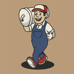 Trash Man, Junk Removal Man Character Logo Vector Illustration