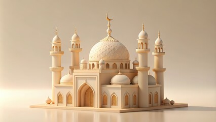 Obraz premium A Detailed 3D Model of a Traditional Islamic Mosque