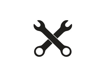 Wrench icon vector logo design template  on white background 