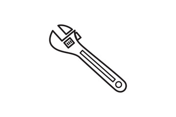 Adjustable wrench icon logo design template