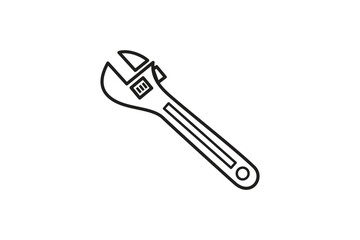 Adjustable wrench icon logo design template