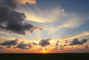 Obraz premium Clouds with a dramatic sunset.