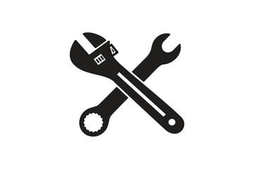 Adjustable wrench icon logo design template