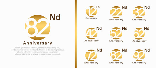 anniversary logotype set. vector design gold color circle can be use for celebration moment