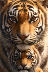 Naklejka premium The tiger and its child