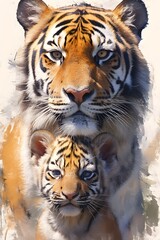 Fototapeta premium The tiger and its child