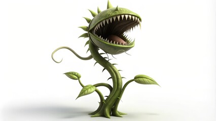 Naklejka premium Carnivorous Plant with Sharp Teeth Open Mouth