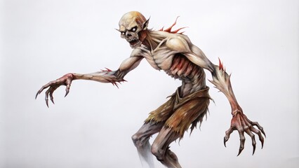 A Decomposed, Clawed, and Fanged Creature with a Torn Flesh Chest