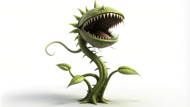 Carnivorous Plant with Sharp Teeth Open Mouth