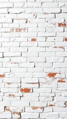 Fototapeta premium White painted old brick Wall panoramic background with rustic texture and vintage charm, painted