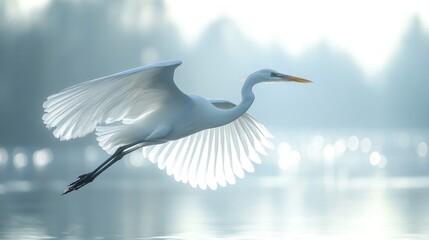 Elegant Egret in Flight
