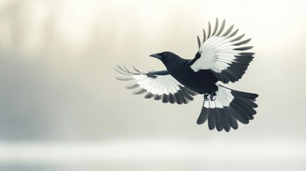 Fototapeta premium Black and White Bird in Flight