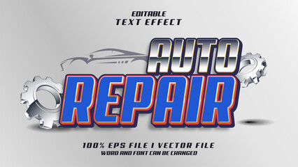 editable 3d auto repair bold text effect.typhography logo