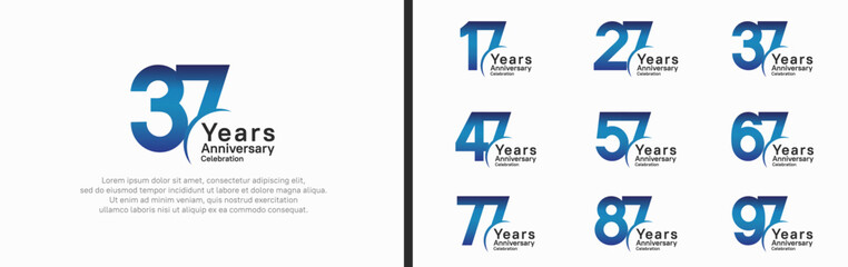 anniversary logotype set. vector design blue and black color can be use for special moment