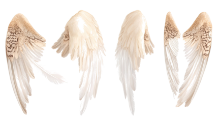 Delicate White Feather Angel Wings on Transparent Background Generative AI