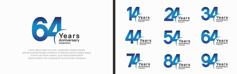 anniversary logotype set. vector design blue and black color can be use for special moment