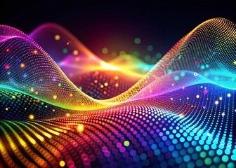 Abstract Digital Wave with Dynamic Dots - Futuristic Technology Banner for Science and Innovation in 3D Widescreen Format, Capturing the Essence of Modern Digital Landscapes