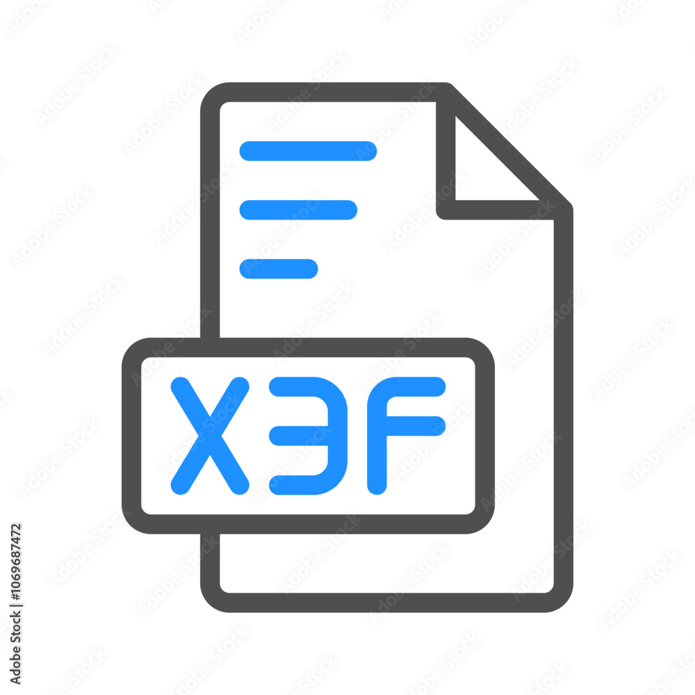Poster x3f colored document outline icon for modern interfaces, suitable for websites, ui and mobile apps.