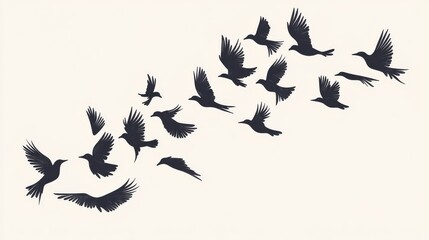 A stunning depiction of a bird migration in a scenic background.