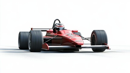 A visually striking 3D representation of a race car alongside its driver on a clean backdrop.